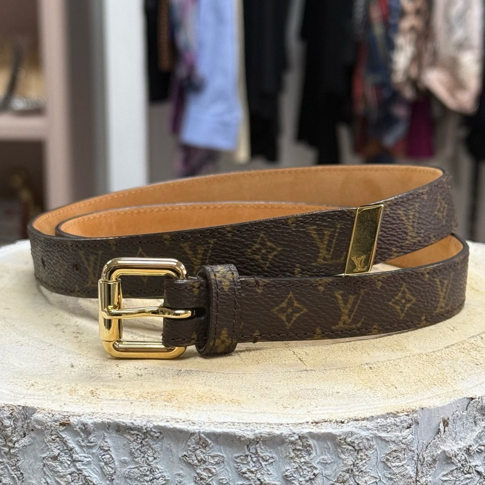 Louis Vuitton Monogram Belt Gold Women’s Size 80 | 32